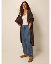 Monsoon - Zuri Zip Longline Cardigan Brown - Lyst