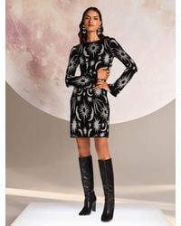Love & Roses - Christmas Petite Celestial Jacquard Glitter Knitted Mini Dress - Lyst