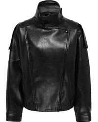Jdy - Faux Leather Funnel Neck Oversized Bomber Jacket - Lyst