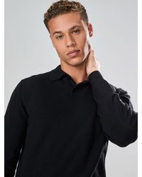 Next - Plain Regular Fit Essential Long Sleeve Knitted Polo Shirt - Lyst