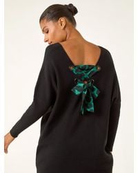 Roman - Animal Print Eyelet Back Knit Jumper - Lyst