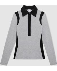 Reiss - Marl & Jersey Colour-Block Long-Sleeve Shirt - Lyst
