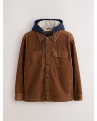 Next - Quilted Cord Borg Lined Hoodie Shacket - Lyst