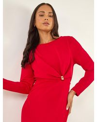 Roman - Petite Gathered Stretch Midi Dress - Lyst