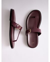 The Set - Premium Toe Thong Footbed Sandals Burgundy Leather - Lyst