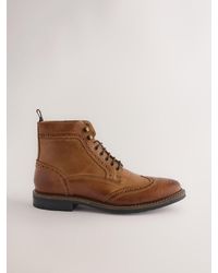 Next - Leather Brogue Boots - Lyst