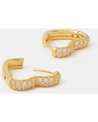 Accessorize - 14Ct-Plated Diamanté Heart Hoop Earrings - Lyst