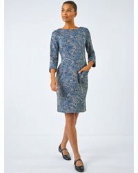 Roman - Paisley Print Pocket Shift Stretch Dress - Lyst