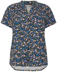 M Com - Kurzärmliges Shirt Mit Gekerbtem Ausschnitt - Lyst