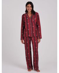 Loungeable - Christmas Tartan Super Soft Long Sleeve Button Through Pyjamas Set - Lyst