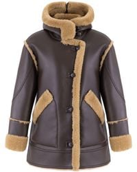 Urban Code - Chocolate Shearling Look Hooded Aviator Jacket - Lyst