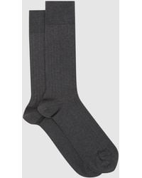 Reiss - Fela - Charcoal Ribbed Socks, M/l - Lyst