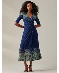 Jolie Moi - Stella Floral Print Wrap Mesh Maxi Dress - Lyst