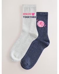 Next - Disco Together' Slogan Sparkle Ankle Socks 2 Pack - Lyst