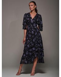 Jolie Moi - Frill Trim Mesh Maxi Dress - Lyst