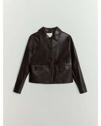 BHOEM - Chocolate Faux Leather Buttoned Shirt Collar Jacket - Lyst