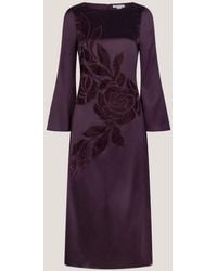 Monsoon - Callie Floral Satin Long Sleeve Midi Dress - Lyst