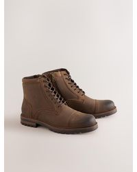 Next - Leather Toecap Boots - Lyst