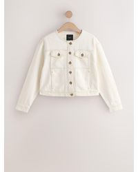 Next - Fuller Bust Collarless Denim Jacket - Lyst