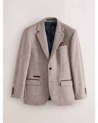 Next - Neutral Regular Fit Wool Blend Donegal Textured Blazer - Lyst