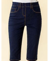 Roman - Denim Stretch Knee Length Pedal Pusher Shorts - Lyst