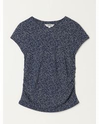 FatFace - Fatface Ruby Coral Print Short Sleeve Ruched Top - Lyst