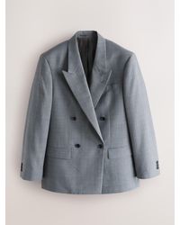 Next - Light Relaxed Fit Archive Prince Of Wales Wool Blend Double Breasted Check Suit Jacket - Lyst