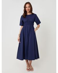 Threadbare - 100% Cotton Elasticated Waist Poplin Midi Dress - Lyst