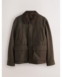 Next - Dogtooth Quilted Corduroy Collar Jacket With Wool - Lyst