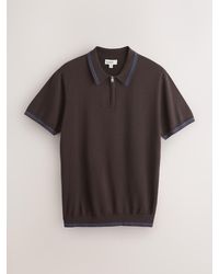 Next - Slim Fit N. Premium Tipped Short Sleeve Quarter Zip Knit Polo Shirt - Lyst