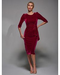 Jolie Moi - Side Tie Velvet Bodycon Dress - Lyst