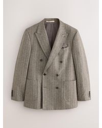Next - Neutral N. Premium Double Breasted Tailored Fit Nova Fides Italian Wool Blend Striped Suit Jacket - Lyst