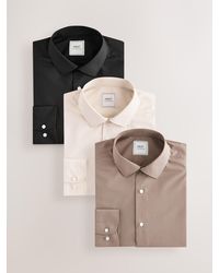 Next - Slim Fit Easy Care Textured Single Cuff Smart Shirts 3 Pack - Lyst
