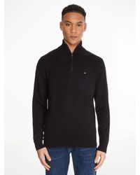 Tommy Hilfiger - Pullover Aus Baumwollmischung Mit Viertelreißverschluss Und Kaschmirmittel - Lyst