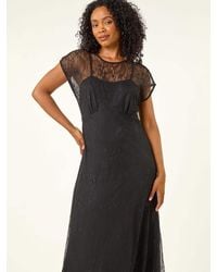Roman - Petite Lace Stretch Midi Dress - Lyst