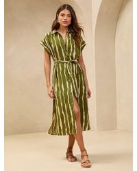 Lipsy - Short Sleeve Linen Look Button Down Midi Shirt Dress - Lyst