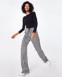 Nicole Miller Pyjama Stripe Drawstring Pant - Black