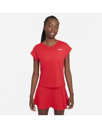 Nike Synthetic Court Dri Fit Victory Short Sleeve Tennis Top In Black White Black Lyst