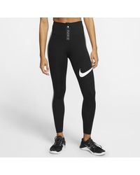 power hi shine tight in black & white nike