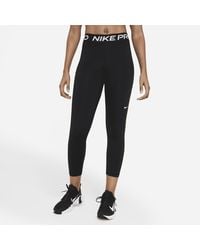 Nike - Pro Korte legging Met Mesh Vlakken En Halfhoge Taille - Lyst