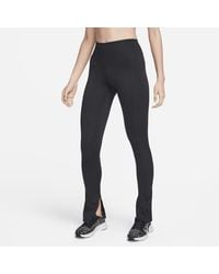 Nike - One Lange legging Met Hoge Taille En Splitjes In De Zoom - Lyst