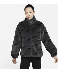 Nike - Sportswear Plush Printed Faux Fur Jacket Polyester - Lyst