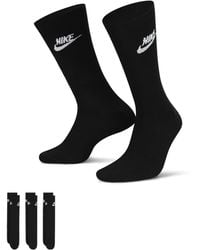 Nike - Sportwears everyday essential crew 3-pack socks black/ white - Lyst