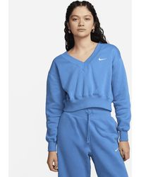 Nike - Sportswear Phoenix Fleece Cropped V-neck Top Polyester - Lyst