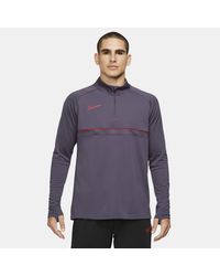 nike football academy half zip sweat in white with black side stripe