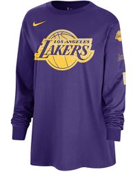 Nike - T-shirt a manica lunga los angeles lakers essential nba - Lyst