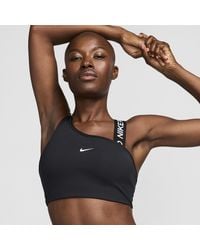 Nike - Pro Swoosh Asymmetrical Medium-support Padded Sports Bra Polyester/elastane - Lyst