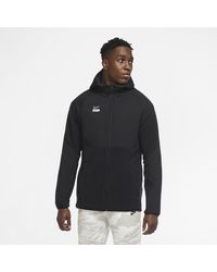 nike fc woven overlay hoodie