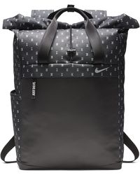 nike black all over logo roll top backpack