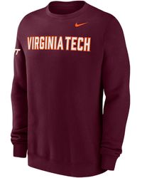 Nike - Virginia Tech Club Fleece College Crew-Neck Sweatshirt - Lyst
